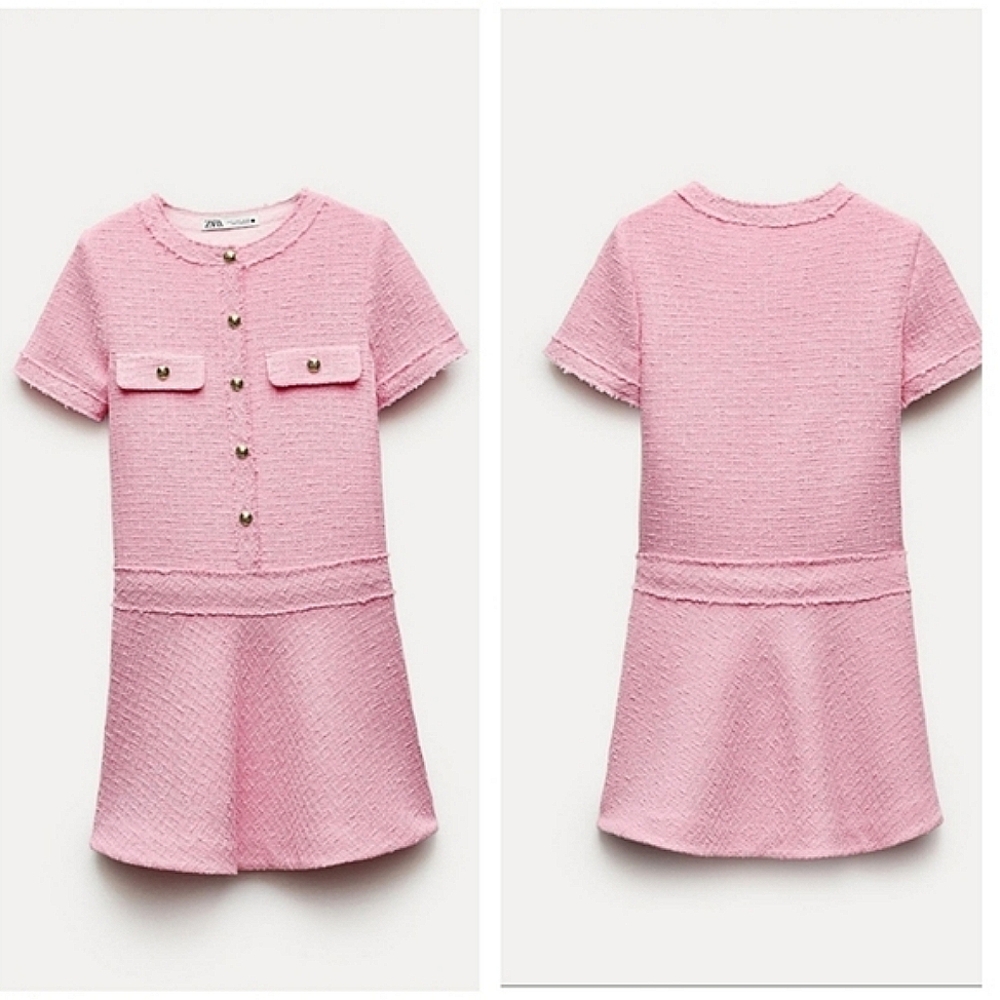 ZARA TEXTURED DRESS PINK TWEED - Picture 15 of 15